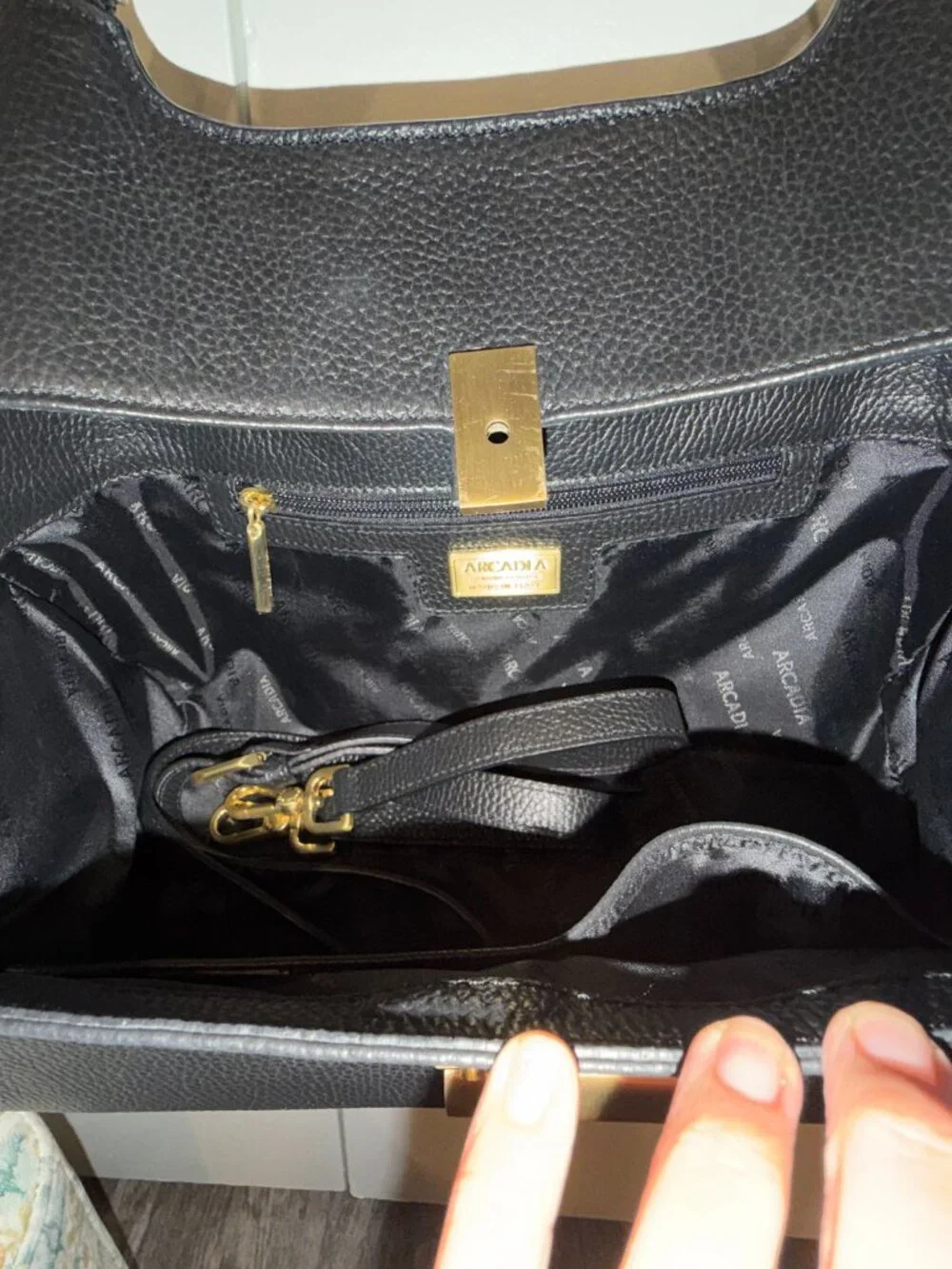 Black Leather Arcadia Italian Handbag